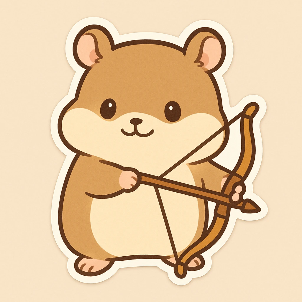 cute hamster holding a bow, full body, simple background emoji