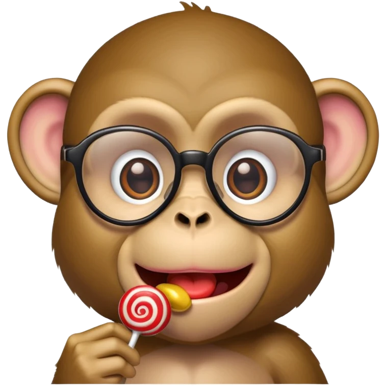 Monkey with glasses holding his neck with a lollipop emoji