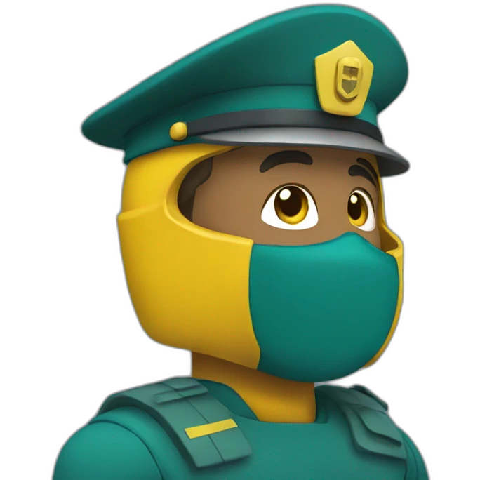 militar with a yellow helmet and teal clothes emoji