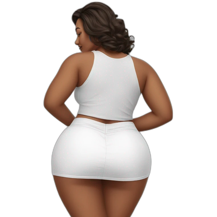 full-body-curvy-beauty-in-a-short-wide-skirt-hurricane-white-knickers rear view emoji