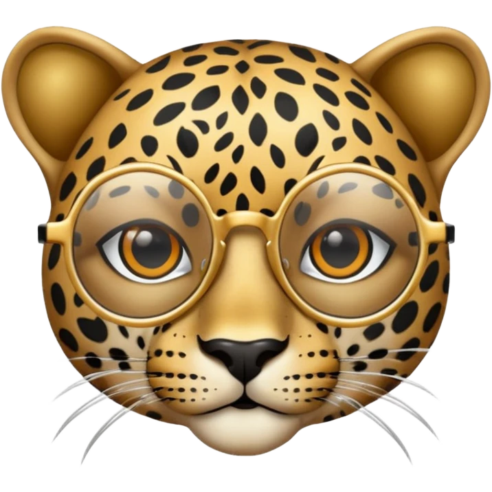 Leopard with round gold glasses  emoji