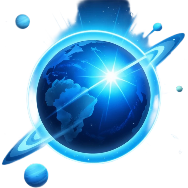 The image is a sci-fi poster with glowing blue text that reads “STAR BLAST.” A bright blue planet or star glows at the bottom, giving the design a futuristic, space-themed look. emoji