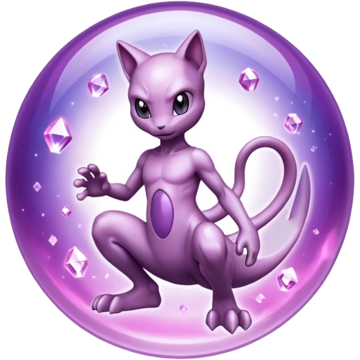Pokemon legendary purple and pink crystal mewtwo emoji