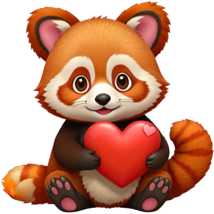 red panda holding a red emoji heart emoji