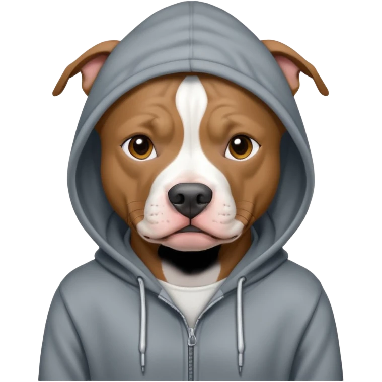 Pit bull wearing a hooding emoji