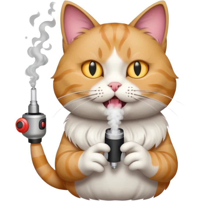A cat hitting a vape emoji