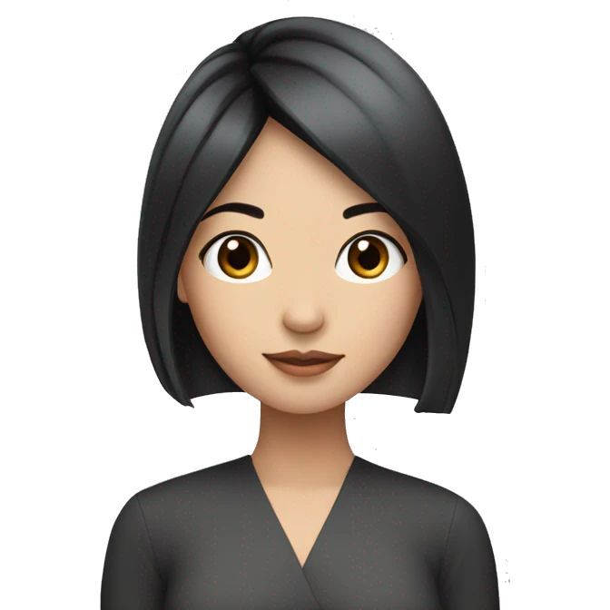 Asian girl with straight black hair, silver earrings  emoji