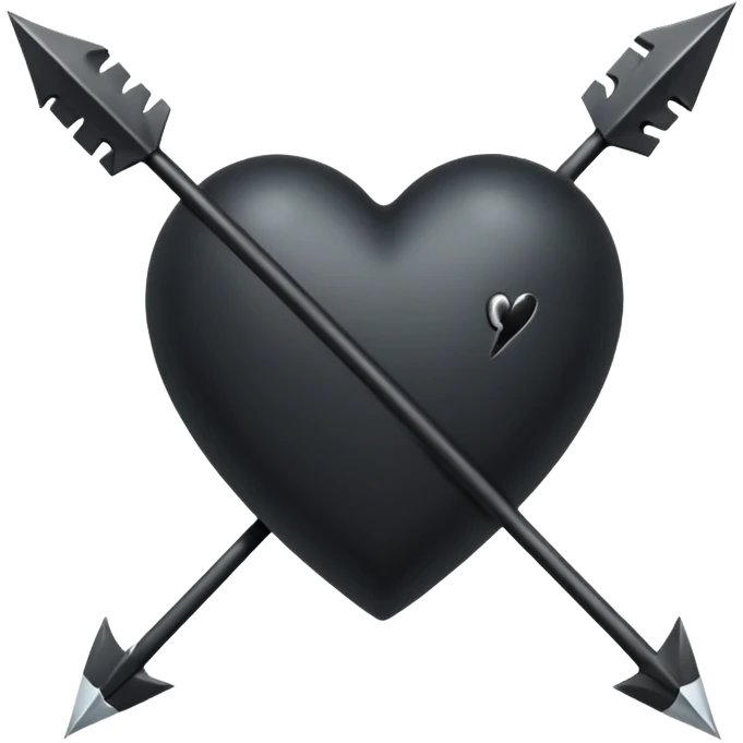 Black heart with cross arrow. Don't use red colour . Use normal Arrow which goes from one side and come out of other . Don't use fancy arrow. Make it that it goes from bottom right to come on top left. Don't use red colour  emoji