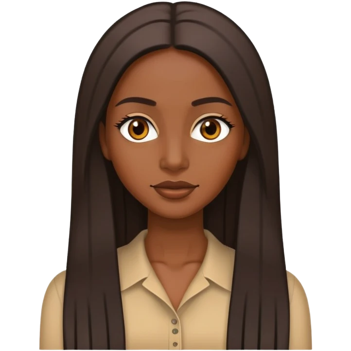 Dark-skinned woman with long straight hair  emoji