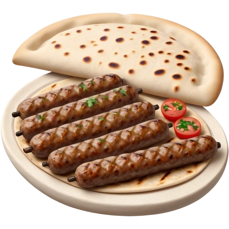 Cinematic Realistic Cevapi Dish Emoji, depicted as small, grilled minced meat sausages with a charred exterior rendered with lifelike textures and warm, savory lighting. emoji