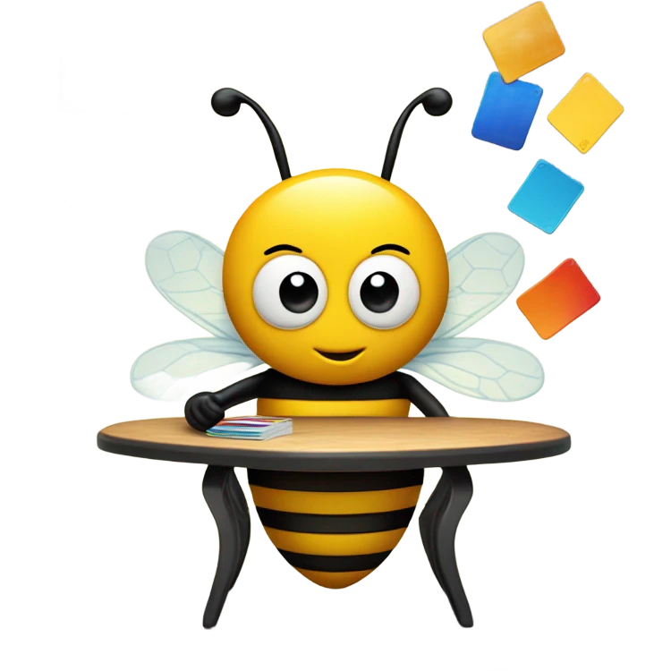Bee playing uno card game emoji