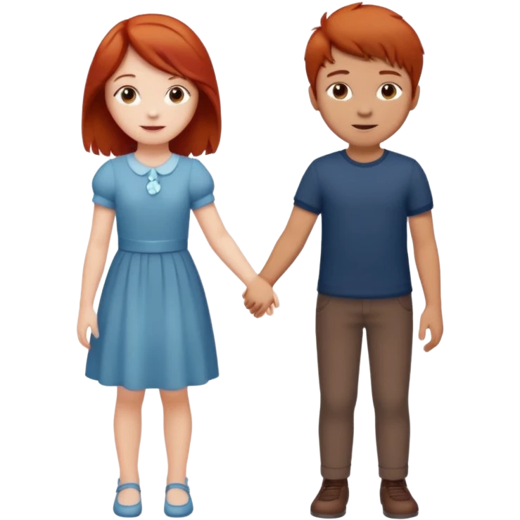 Red haired girl with brown hair boy romance emoji