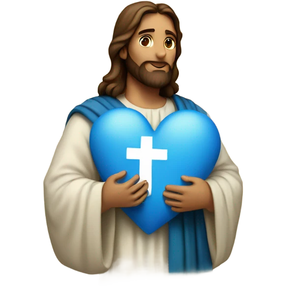 Jesus holding a blue heart  emoji