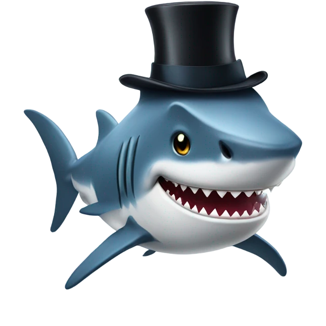 Shark with a top hat emoji