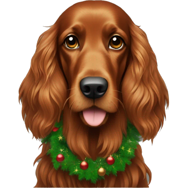 Irish setter with Christmas tree  emoji