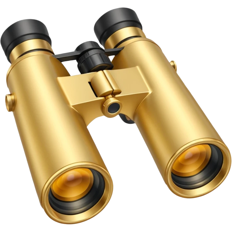 gold binoculars with large lenses simple eye holes and straight shaft and transparent background emoji