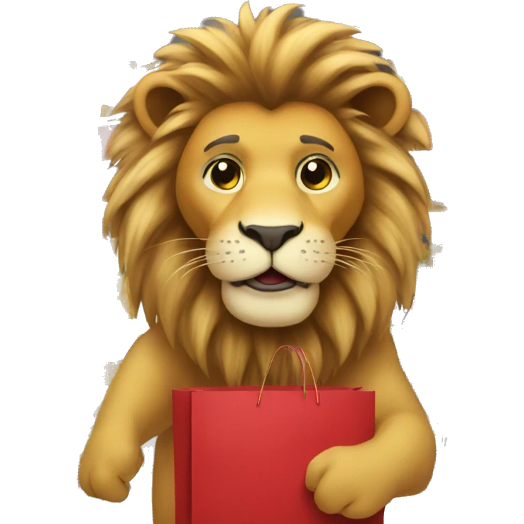 a Lion doing shopping for christmas emoji