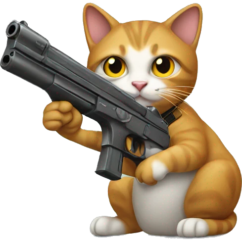 cat holding gun emoji