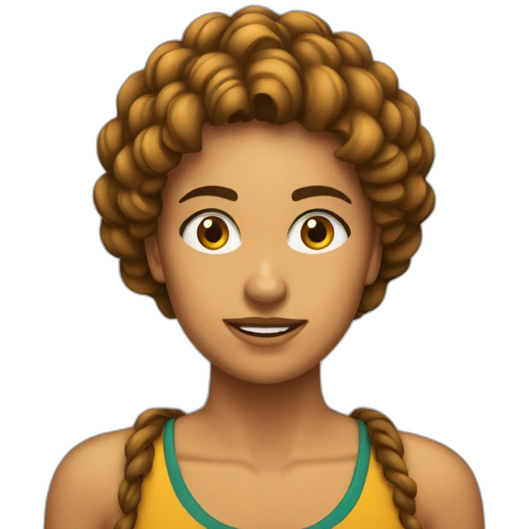 Chica pelo rizado castaño largo emoji