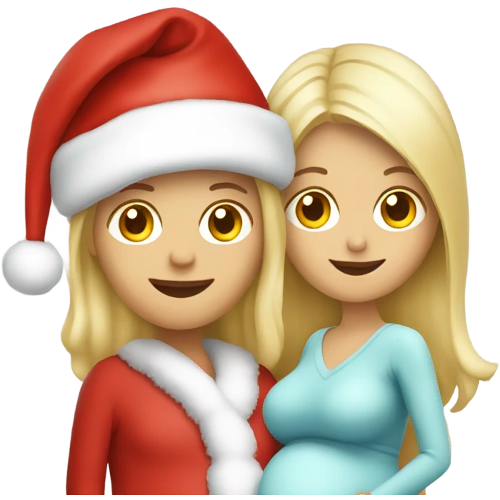 blonde pregnant woman with santa emoji