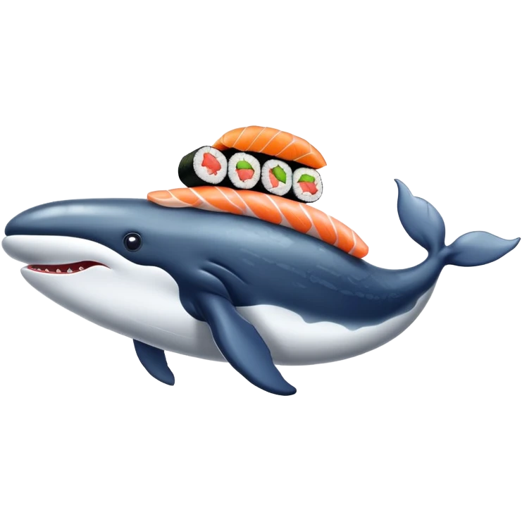 Baleine avec des sushis emoji