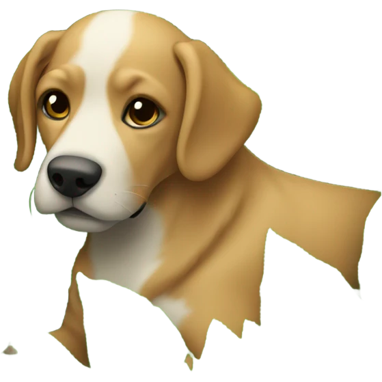 realistic dog among plants emoji