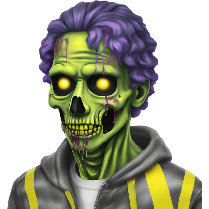 .Zombie_ Vaporwave black holographic oilslick zombie unicorn smoking yellow caution tape  emoji