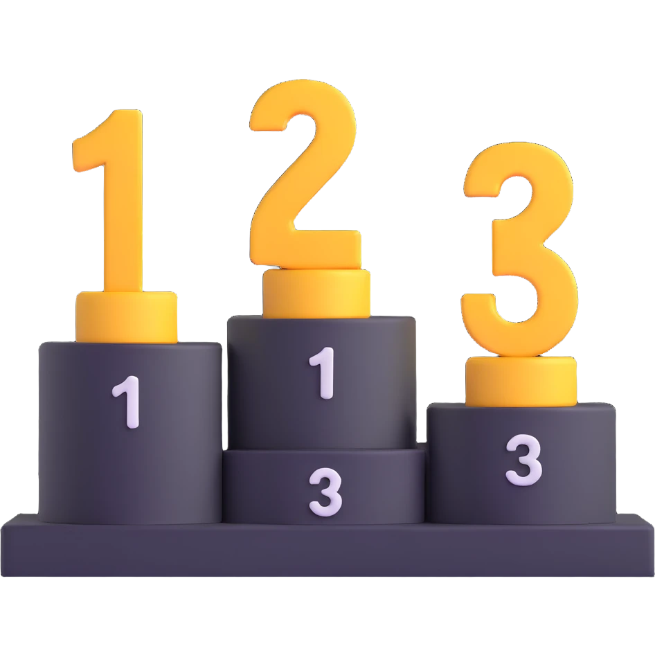 1st 2nd 3rd place podium with numbers 1, 2, 3 emoji