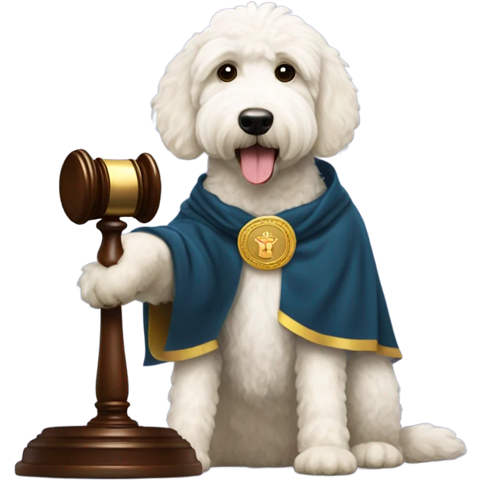 White Goldendoodle as a Judge emoji