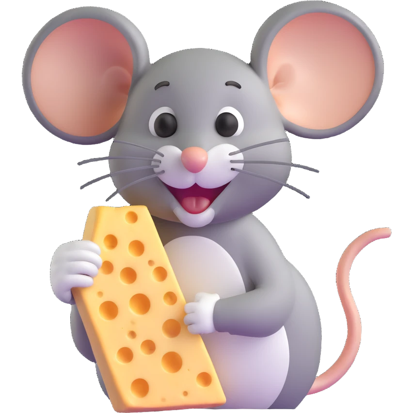 Jerry mouse from Tom and Jerry cartoon happily eating cheese emoji