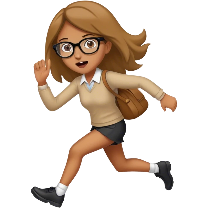 Kid stealing teachers glasses off her face and running away to show people emoji