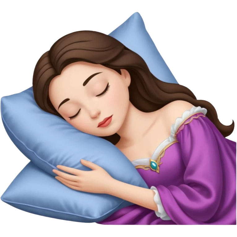 sleeping beauty brunette white girl with a silk pillow emoji