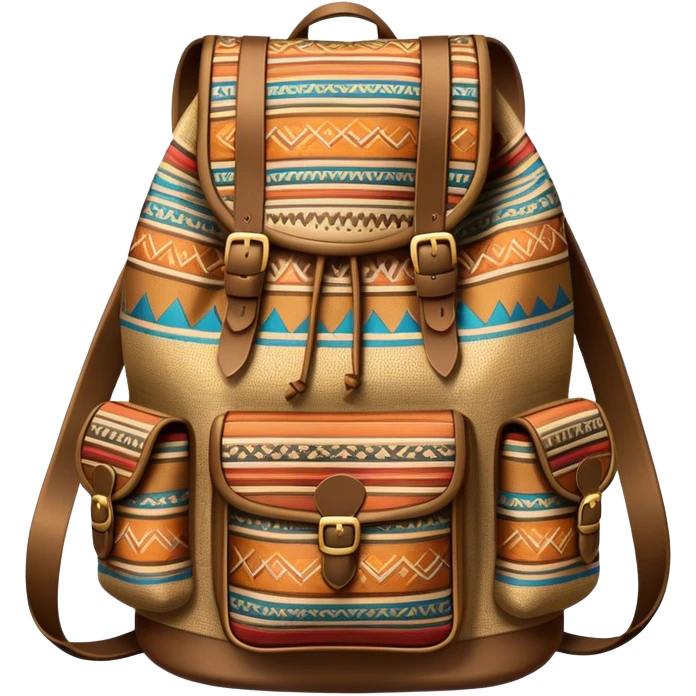 Cinematic Realistic image of a traditional Colombian mochila, rendered with detailed woven textures and vibrant patterns, set against a rustic backdrop with soft, cultural lighting emoji