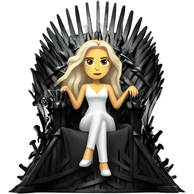 White Woman with long hair sitting on the Iron throne emoji