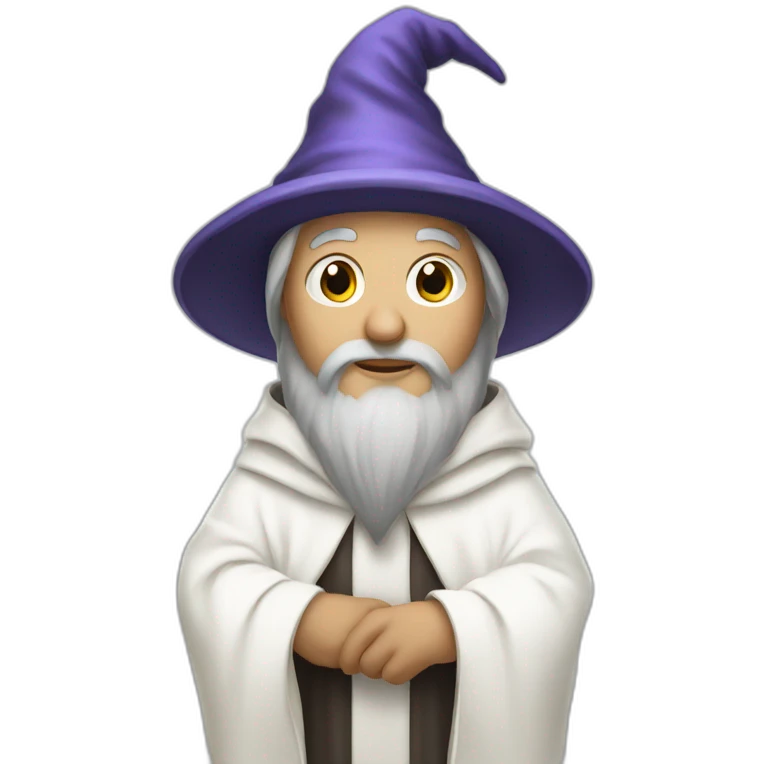 wizard in all white robe and hat emoji