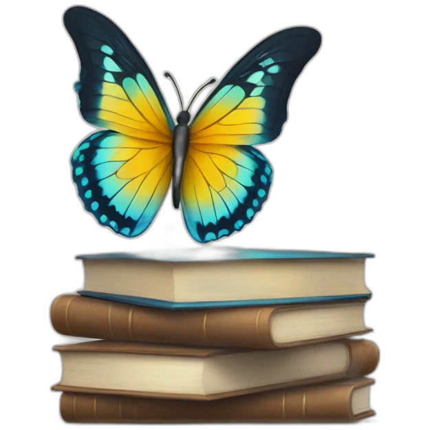 Bule butterfly with books emoji