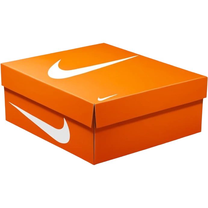 Nike shoe box, iconic orange color, simple branding, white swoosh, realistic proportions emoji