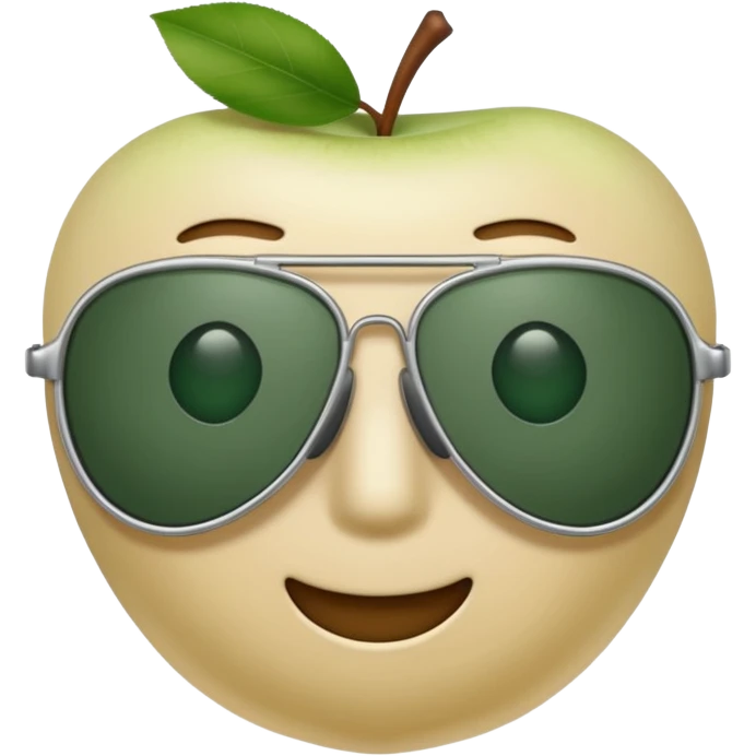 aviator sunglasses with light beige frame and dark green lenses, Apple emoji style, no text emoji