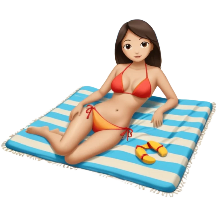 +Naked chinese woman full body large breasts laying on a blanket at the beach with ocean view emoji