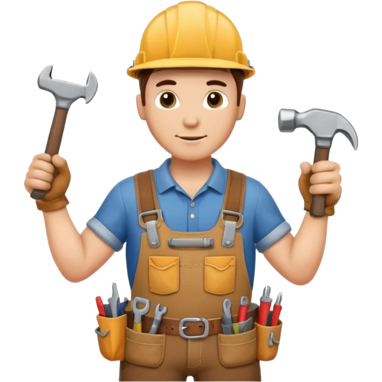 a handyman holding a wrench in this right hand and a hammer in his left hand emoji