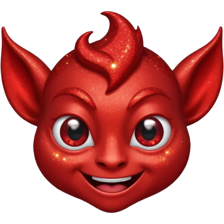 red glitter imp happy winking an eye emoji
