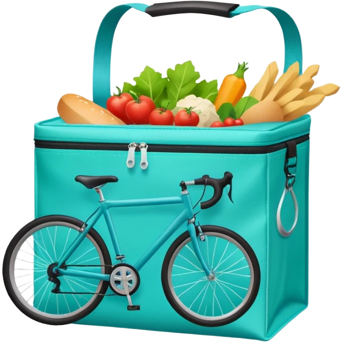 food delivery bag with bicycle icon Deliveroo colors emoji