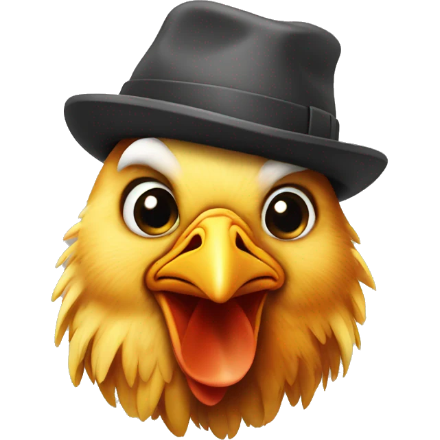 Chicken wearing a hat emoji