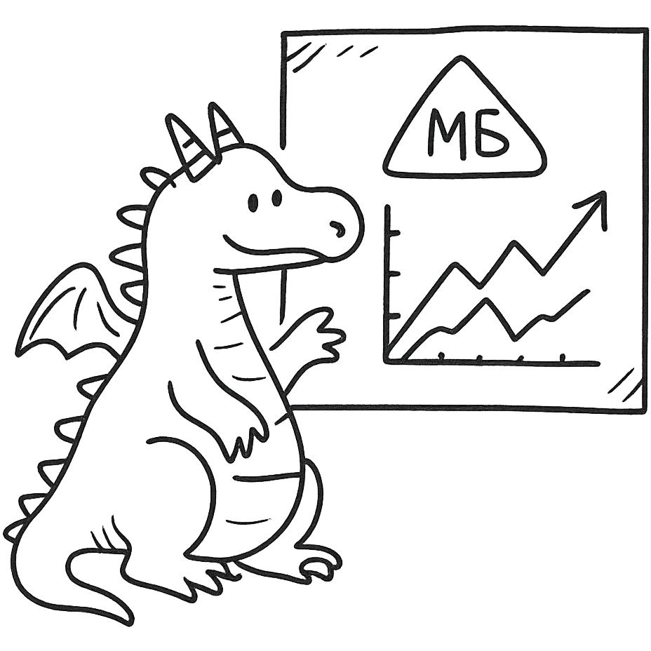 A dragon looking at Moscow stock exchange charts emoji