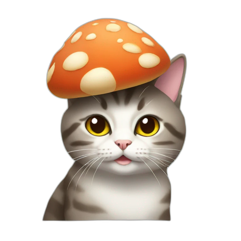 cat with mushroom hat emoji