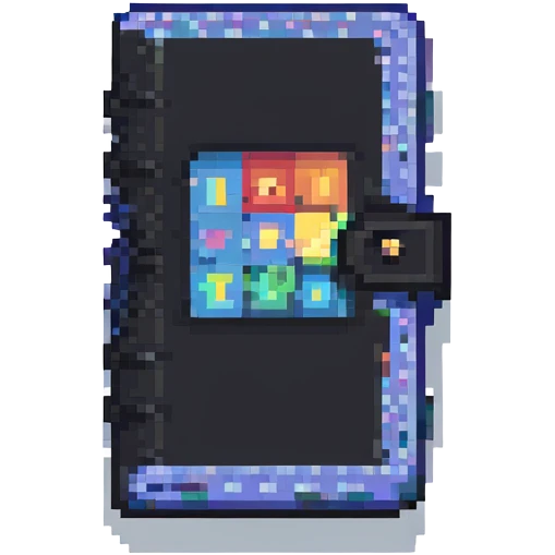 a diary, pixel art style, small and colorful emoji