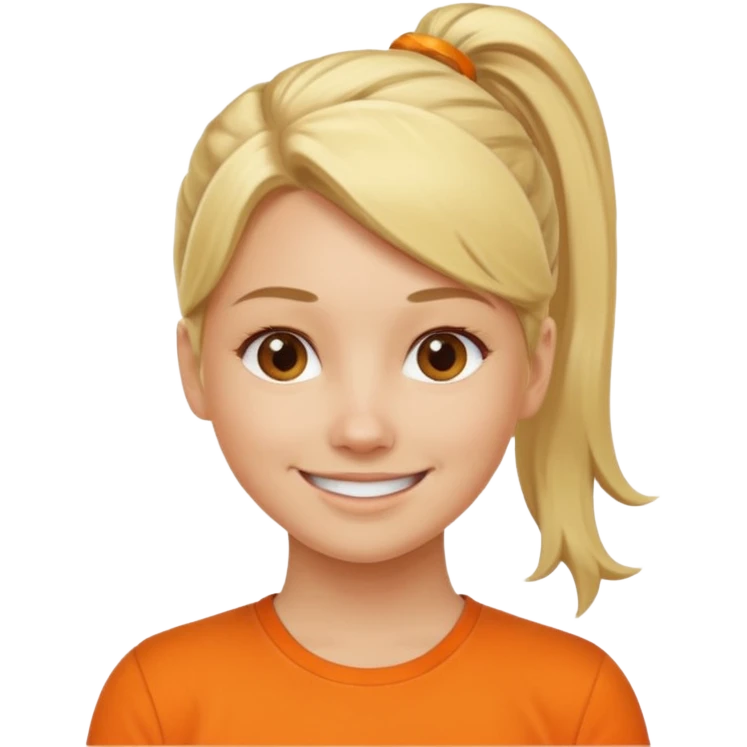blond woman with ponytail and orange shirt emoji