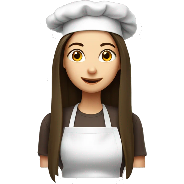 Brunette long straight hair girl in a cook hat cooks food  emoji