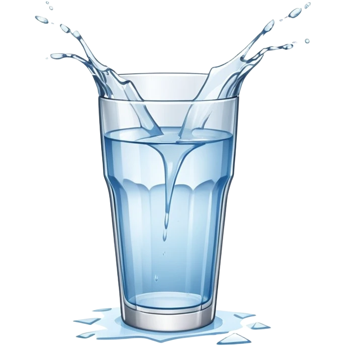 shattered drinking glass with water spilling emoji