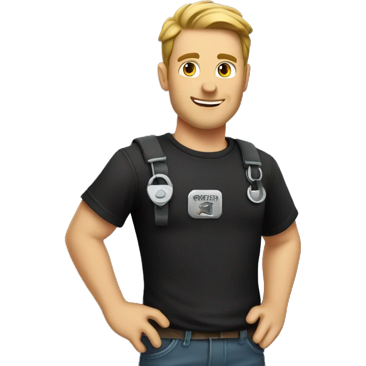 a white man in a black t-shirt is a mechanic with a repair key emoji